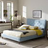 Baxton Studio Hannah Mid-Century Modern Sky Blue King Size Platform Bed 125-7010